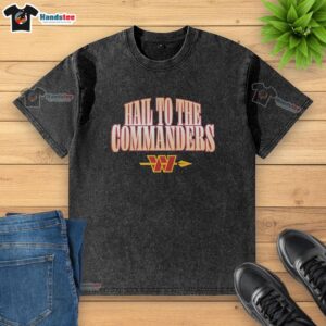 Official Hail to the Commanders Washington Commanders logo washed t-shirt featuring a vintage design and comfortable fit.