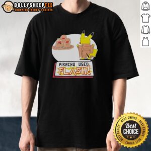 Nice Pikachu Used Flash Graphic T-Shirt featuring vibrant Pikachu design, perfect for Pokmon fans and casual wear.