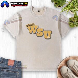 Premium Wichita State Est 1895 Gold Washed T-Shirt showcasing a stylish design for fans and alumni of Wichita State University.