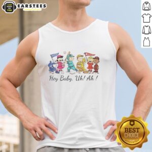 Good Snoopy Peanuts and Friends Hey Baby Uh Ah Tank Top featuring iconic cartoon characters in a fun design.