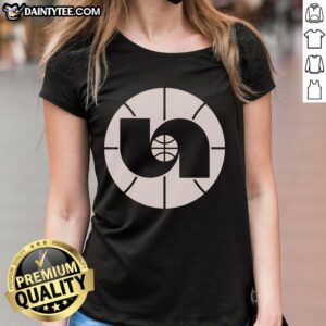 Alt Text: 1980s Nebraska Basketball logo on a ladies tee, featuring vibrant colors and classic design for sports fans.