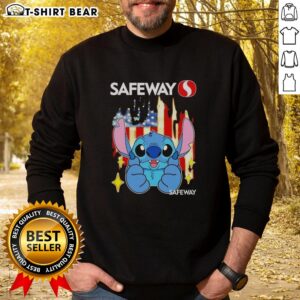 Alt Text: Stylish Safeway USA flag sweatshirt with a unique stitch design, perfect for casual wear and patriotic occasions.