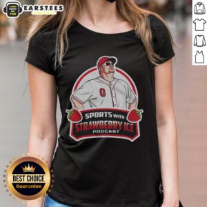 Official baseball with strawberry ice design on a stylish ladies' tee, perfect for summer sports and casual wear.
