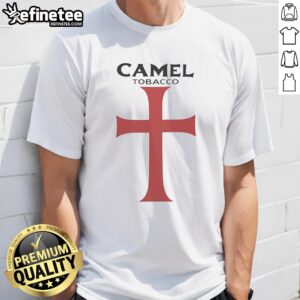 Alt Text: Good Camel Tobacco red Templar graphic t-shirt featuring a bold design, perfect for casual wear and tobacco enthusiasts.