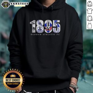 Official Oldham Adult FC 1895 logo hoodie featuring team colors and emblem, perfect for fans and collectors.