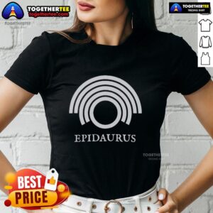 Alt Text: Awesome Liam O'Brien wearing Epidaurus Ladies Tee, showcasing stylish design and vibrant colors in a casual setting.