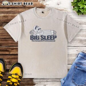 Alt Text: Premium Big Sleep Trent Grisham cartoon t-shirt featuring New York Yankees design for fans and collectors.