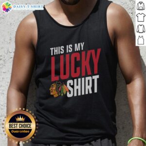 Alt Text: Top Chicago Blackhawks This Is My Lucky Tank Top featuring team colors and logo, perfect for game day wear.
