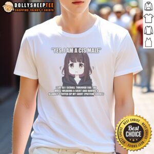 Funny 'Yes I Am A Cis Male' t-shirt design featuring a humorous eggirl theme, perfect for casual wear and self-expression.