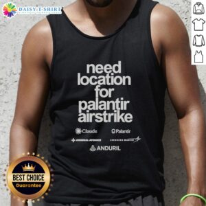 Premium Palantir Airstrike tank top showcasing a stylish design, perfect for fans of military-themed apparel.