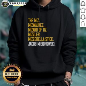 Alt Text: Cozy hoodie featuring 'Nice The Miz' design, perfect for fans of Mizwaukee and Mizzler culture by Jacob Misiorowski.