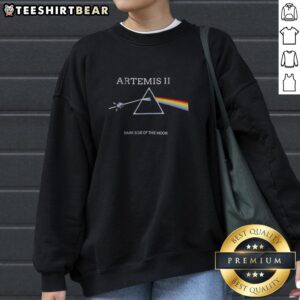 Cozy sweatshirt featuring 'Top Artemis II Dark Side of the Moon Space Mission 2026' design, perfect for space enthusiasts.