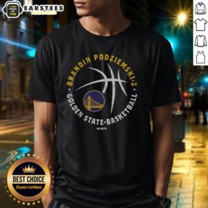 Awesome Brandin Podziemski Golden State Warriors Player Ball T-Shirt featuring vibrant graphics and team colors.