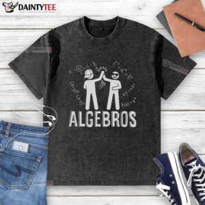 Funny math meme on a washed T-shirt featuring the phrase 'Top Algebros,' perfect for math enthusiasts and humor lovers.