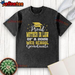 Hot proud mother-in-law of 2026 med school graduate wearing a stylish washed t-shirt, celebrating a significant achievement.