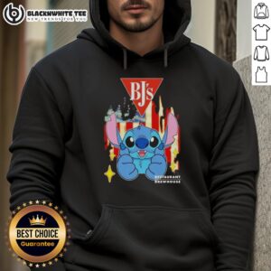 Alt Text: Stylish hoodie featuring a stitch-like design of the USA flag, perfect for BJs Restaurants fans.