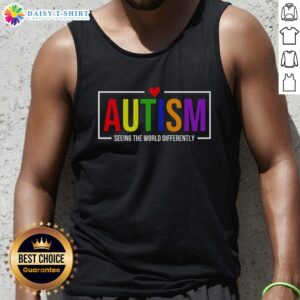Official Autism Seeing The World Differently Tank Top featuring a vibrant design promoting autism awareness and acceptance.