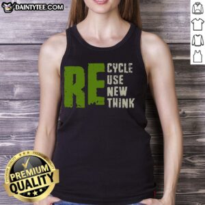 Alt Text: Model wearing a Good RE-Cycle Use New Think Tank Top in a vibrant outdoor setting, promoting eco-friendly fashion.