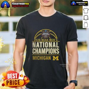 Alt Text: Official 2026 NCAA Men's Basketball National Champions Michigan Wolverines T-Shirt featuring team colors and logo.