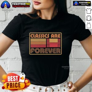 Alt Text: Vintage ladies tee featuring classic designs, perfect for timeless style and casual wear. Top Classics Are Forever.