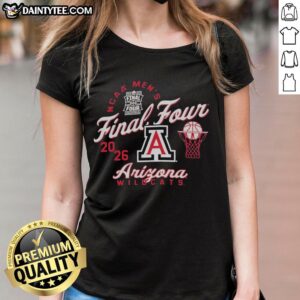 Awesome Arizona Wildcats NCAA Men's Final Four 2026 ladies tee featuring vibrant team colors and logo.