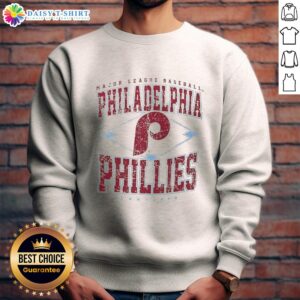 Cozy Philadelphia Phillies Major League Baseball Cooperstown Diamond sweatshirt displayed on a hanger.