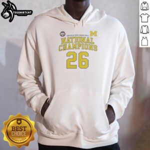 Premium NCAA Division I Men's Basketball Michigan 26 National Champions Hoodie showcasing team pride and championship spirit.