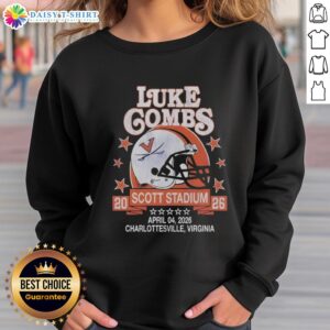 Hot Virginia Cavaliers helmet with Luke Combs sweatshirt at Scott Stadium, Charlottesville, Virginia, April 4, 2026.