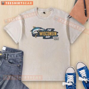 Nice The Wisconsin Way washed t-shirt displayed on a wooden background, featuring a trendy design and comfortable fit.