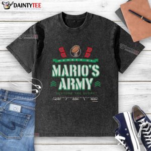 Good Miami Hurricanes Member Of Mario's Army Restore The Glory washed t-shirt featuring vibrant team colors and logo.