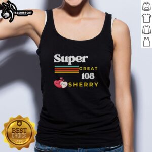 Alt Text: Premium Super Great 108 Loves Sherry retro tank top featuring two hearts hugging design, perfect for casual wear.