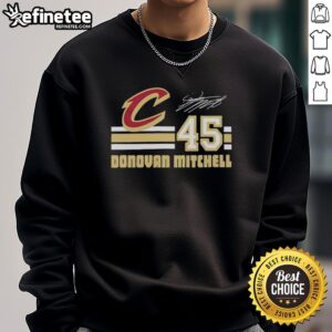 Donovan Mitchell Cleveland Cavaliers signature sweatshirt featuring his name and number in stylish design.