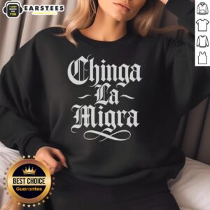 Awesome Chinga LA Migra protest slogan sweatshirt showcasing bold activism and vibrant design for social justice supporters.