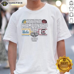 Alt Text: 2026 NCAA Women's Basketball Championship T-Shirt featuring UCLA Bruins vs South Carolina Gamecocks design.