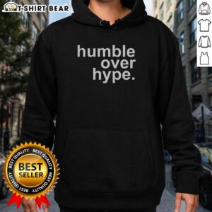 Official Jesus Is The Name Above All Names hoodie featuring 'Humble Over Hype' design for Christian apparel enthusiasts.