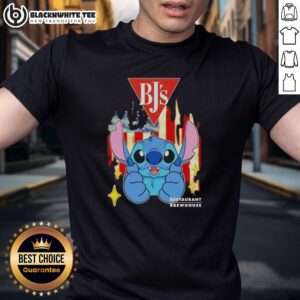 Pretty Stitch USA Flag T-Shirt inspired by BJs Restaurants, showcasing vibrant colors and stylish design.