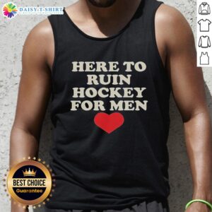 Alt Text: Premium Here To Ruin Hockey For Men heart-shaped retro tank top in stylish design, perfect for hockey fans.