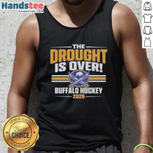 Buffalo Sabres hockey playoffs 2026 tank top celebrating the end of the drought with team logo and vibrant colors.