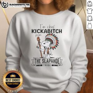 Alt Text: Good Im Chief Kickabitch Snoopy design on a stylish Slapahoe sweatshirt, perfect for casual wear and fans.