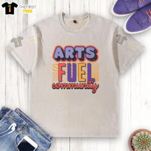 Pretty Arts Fuel Community Artswave Washed T-Shirt in soft fabric, showcasing vibrant colors and artistic design.