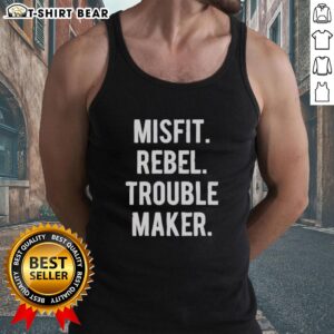 Alt Text: Trendy Good Misfit Rebel Trouble Maker Tank Top displayed on a mannequin, showcasing its stylish design and casual vibe.