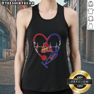 Hot St. Louis Cardinals tank top featuring a stethoscope and heartbeat design, perfect for sports and health enthusiasts.