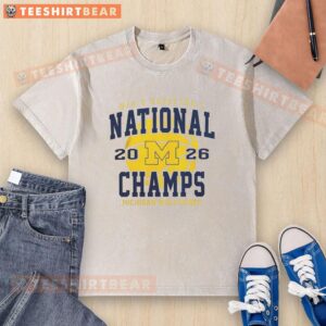 2026 NCAA Men's Basketball National Championship Game Nice Michigan Wolverines washed t-shirt in Indianapolis, Indiana.