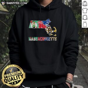 Nice Massachusetts sports teams graphic on a cozy hoodie showcasing state pride and team spirit.