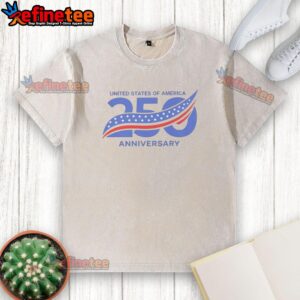 Alt Text: Retro washed t-shirt featuring the United States of America 250th Anniversary Semiquincentennial flag design.