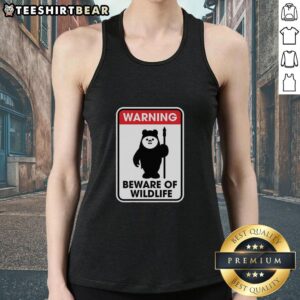Top Warning: Beware of Wildlife Tank Top featuring bold graphics and a stylish design for outdoor enthusiasts.
