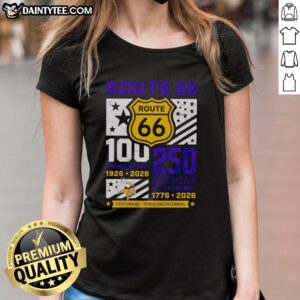 Official Minnesota Vikings Route 66 Centennial Ladies Tee for the 100th Anniversary (1926-2026) and 250th America Anniversary.