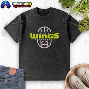 Pretty Dallas Wings Basketball 2026 Authentic Practice Logo T-Shirt on court, showcasing team pride and style.
