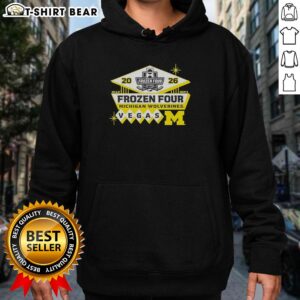 2026 Men's Ice Hockey Frozen Four Bound Michigan Wolverines hoodie featuring team logo and vibrant colors.