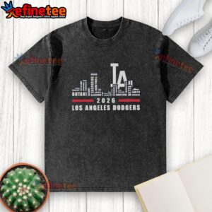 Awesome Los Angeles Dodgers 2026 Greatest of All Time Players T-shirt featuring city skyline design.